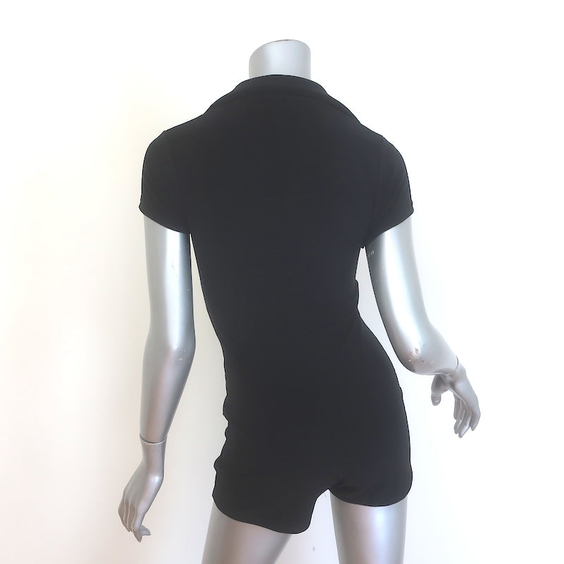 Frankies Bikinis Rose Terry Romper Black Stretch Jersey Size Small NEW