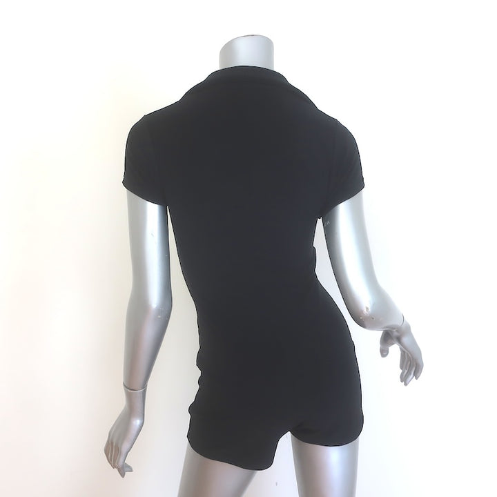 Frankies Bikinis Rose Terry Romper Black Stretch Jersey Size Small NEW