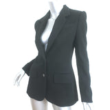 The Row Croc-Embossed Elbow Patch Blazer Black Size 4 Two-Button Jacket
