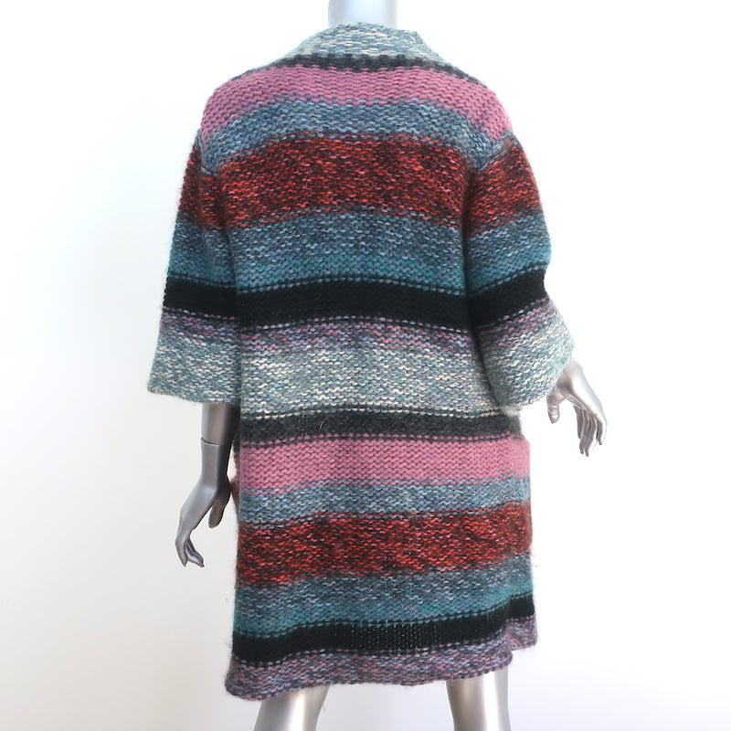 Chloe Striped Cardigan Sweater Multicolor Mohair-Blend Size Extra Small