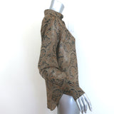 Nili Lotan Colleen Paisley Print Collared Blouse Brown Silk Size Small