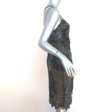 Tracy Reese Beaded Cami Dress Black Silk Chiffon Size 6