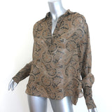 Nili Lotan Colleen Paisley Print Collared Blouse Brown Silk Size Small