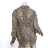 Nili Lotan Colleen Paisley Print Collared Blouse Brown Silk Size Small