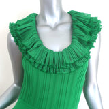 Alexander McQueen Sleeveless Ruffled Knit Maxi Dress Green Cotton Size Small
