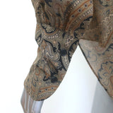 Nili Lotan Colleen Paisley Print Collared Blouse Brown Silk Size Small
