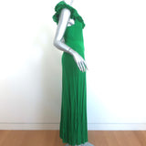 Alexander McQueen Sleeveless Ruffled Knit Maxi Dress Green Cotton Size Small