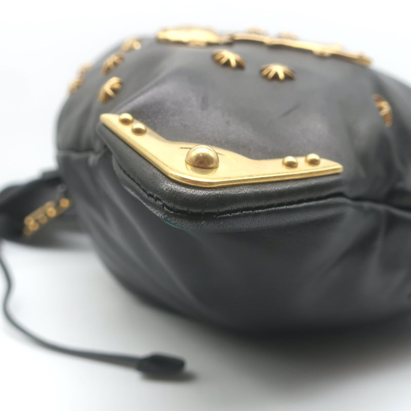 Prada Astrology Medium Crossbody Drawstring Bucket Bag Black Leather