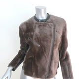 3.1 Phillip Lim Shearling Motorcycle Jacket Dark Brown Leather Size 6