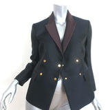 The Row Bicolor Blazer Black & Dark Brown Satin Size 4 Double Breasted Jacket