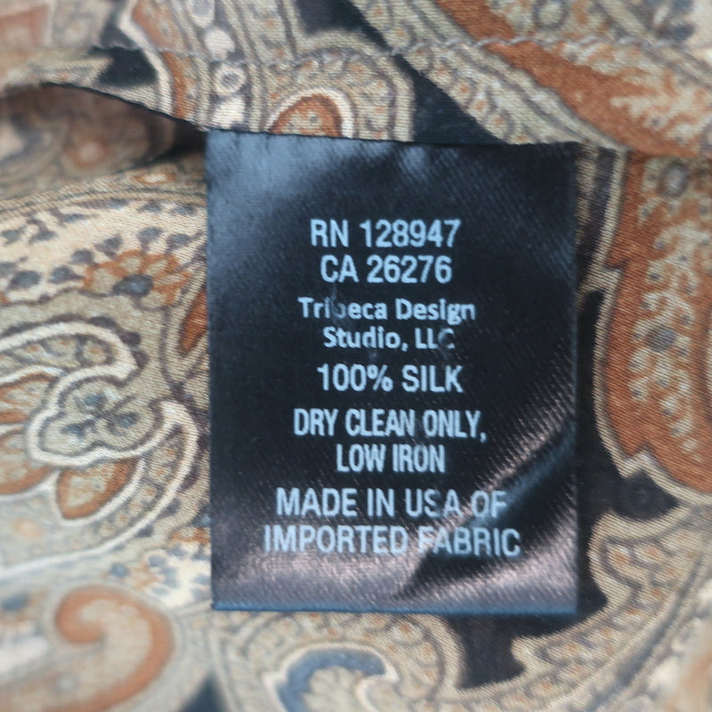 Nili Lotan Colleen Paisley Print Collared Blouse Brown Silk Size Small