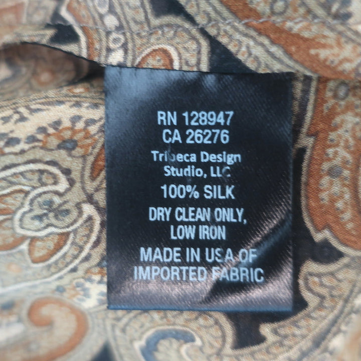 Nili Lotan Colleen Paisley Print Collared Blouse Brown Silk Size Small