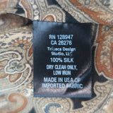 Nili Lotan Colleen Paisley Print Collared Blouse Brown Silk Size Small