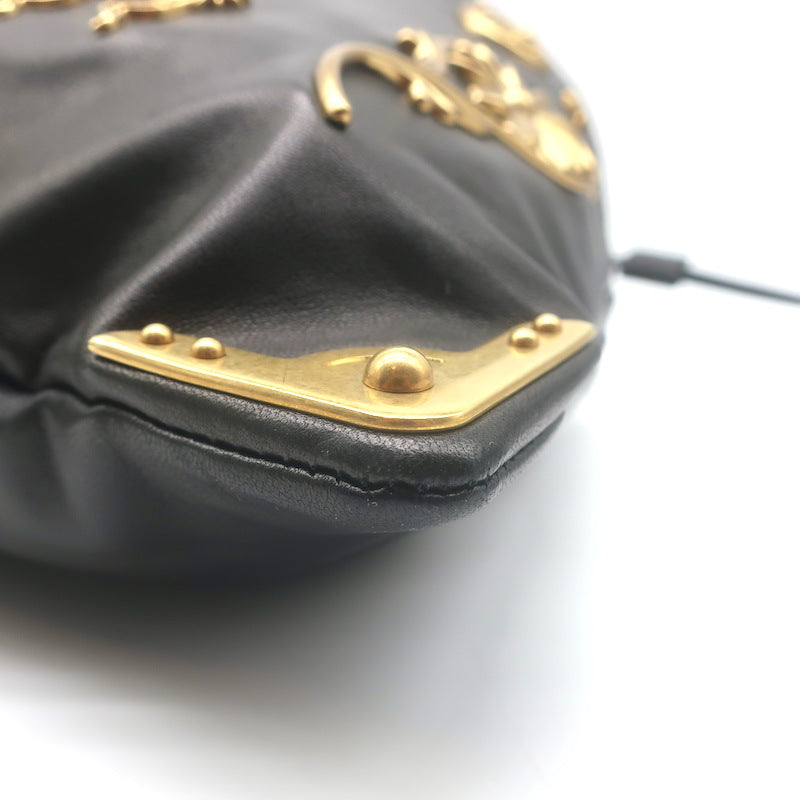 Prada Astrology Medium Crossbody Drawstring Bucket Bag Black Leather