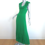 Alexander McQueen Sleeveless Ruffled Knit Maxi Dress Green Cotton Size Small