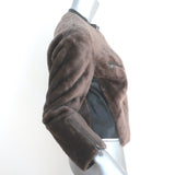 3.1 Phillip Lim Shearling Motorcycle Jacket Dark Brown Leather Size 6