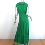 Alexander McQueen Sleeveless Ruffled Knit Maxi Dress Green Cotton Size Small