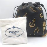 Prada Astrology Medium Crossbody Drawstring Bucket Bag Black Leather