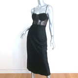 Cami NYC Maureen Lace-Inset Satin Midi Dress Black Size 4