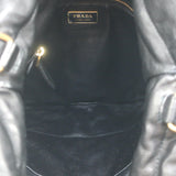 Prada Astrology Medium Crossbody Drawstring Bucket Bag Black Leather