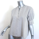 FRAME V-Neck Popover Top White/Black Striped Cotton Size Small