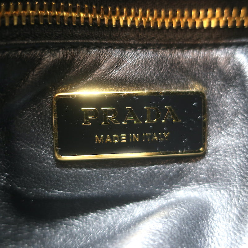 Prada Astrology Medium Crossbody Drawstring Bucket Bag Black Leather