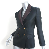 The Row Bicolor Blazer Black & Dark Brown Satin Size 4 Double Breasted Jacket