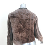 3.1 Phillip Lim Shearling Motorcycle Jacket Dark Brown Leather Size 6