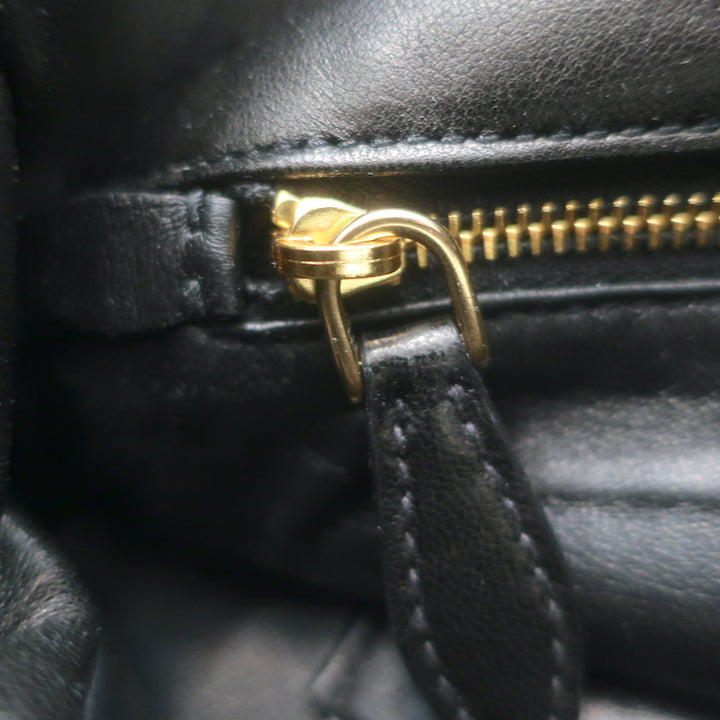 Prada Astrology Medium Crossbody Drawstring Bucket Bag Black Leather