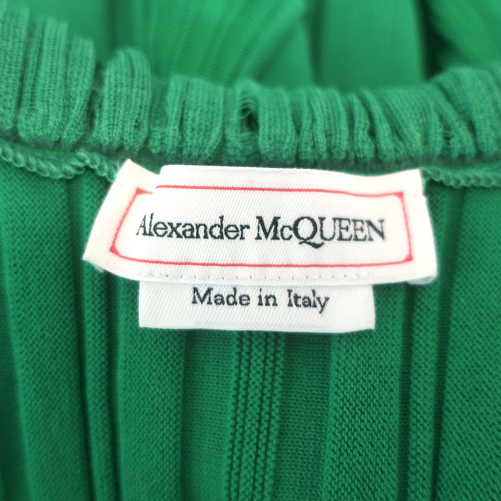 Alexander McQueen Sleeveless Ruffled Knit Maxi Dress Green Cotton Size Small