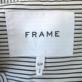 FRAME V-Neck Popover Top White/Black Striped Cotton Size Small