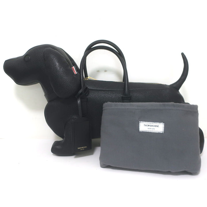 Thom Browne Hector Dog Bag Black Grained Leather