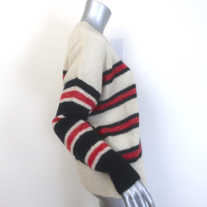 Isabel Marant Etoile Russel Striped Sweater Beige/Red Mohair-Blend Size 34