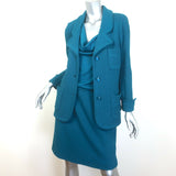 St. John Boutiques Textured Knit Three-Piece Skirt Suit Teal Size 12