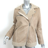 Current/Elliott The Sherpa Moto Jacket Bone Faux Suede Size 1