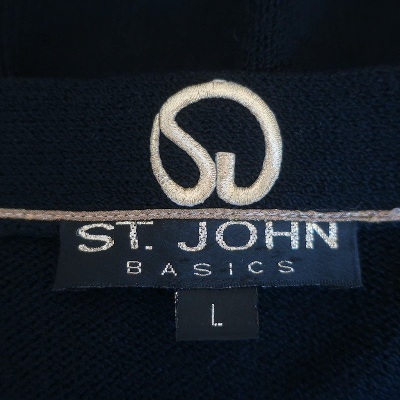 St. John Classics Santana Knit Open-Front Jacket Black Size Large