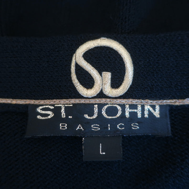 St. John Classics Santana Knit Open-Front Jacket Black Size Large