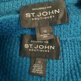 St. John Boutiques Textured Knit Three-Piece Skirt Suit Teal Size 12