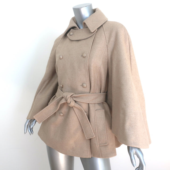 Philosophy di Alberta Ferretti Double Breasted Cape Jacket Beige Size US 6