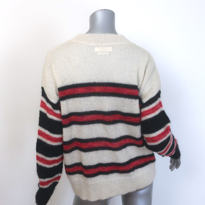 Isabel Marant Etoile Russel Striped Sweater Beige/Red Mohair-Blend Size 34
