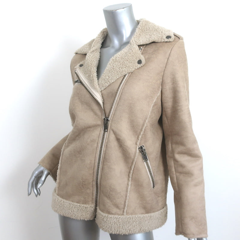 Current/Elliott The Sherpa Moto Jacket Bone Faux Suede Size 1