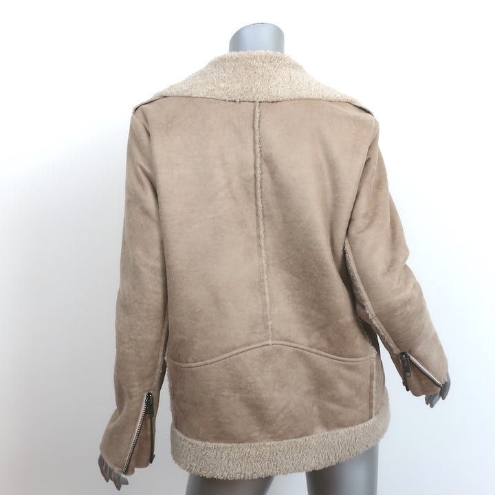Current/Elliott The Sherpa Moto Jacket Bone Faux Suede Size 1
