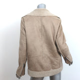 Current/Elliott The Sherpa Moto Jacket Bone Faux Suede Size 1