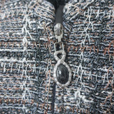 St. John Collection Checked Metallic Tweed Zip-Up Jacket Gray/Rose Gold Size 10