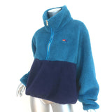 Aviator Nation Teddy Half-Zip Colorblock Pullover Jacket Capri Blue Size Medium