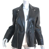 Alexander McQueen Snake-Embossed Leather Biker Jacket Black Size 48 NEW