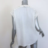 Nili Lotan Leanne Ruffled Lace-Trim Top Cream Size Small Sleeveless Blouse