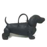 Thom Browne Hector Dog Bag Black Grained Leather