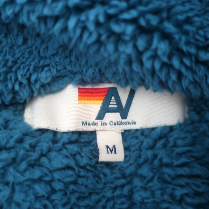 Aviator Nation Teddy Half-Zip Colorblock Pullover Jacket Capri Blue Size Medium