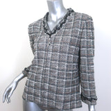 St. John Collection Checked Metallic Tweed Zip-Up Jacket Gray/Rose Gold Size 10